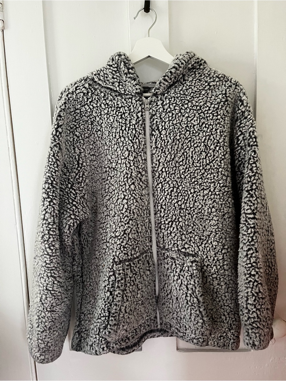 Eddie Bauer Gray Sherpa Zip Hoodie Jacket